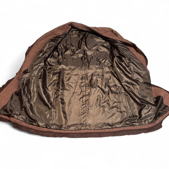 Y2K Focus 2000 Wool Blend Embroidered Long Coat Sz 16 Brown Boho Witchy Academia - Picture 5 of 6